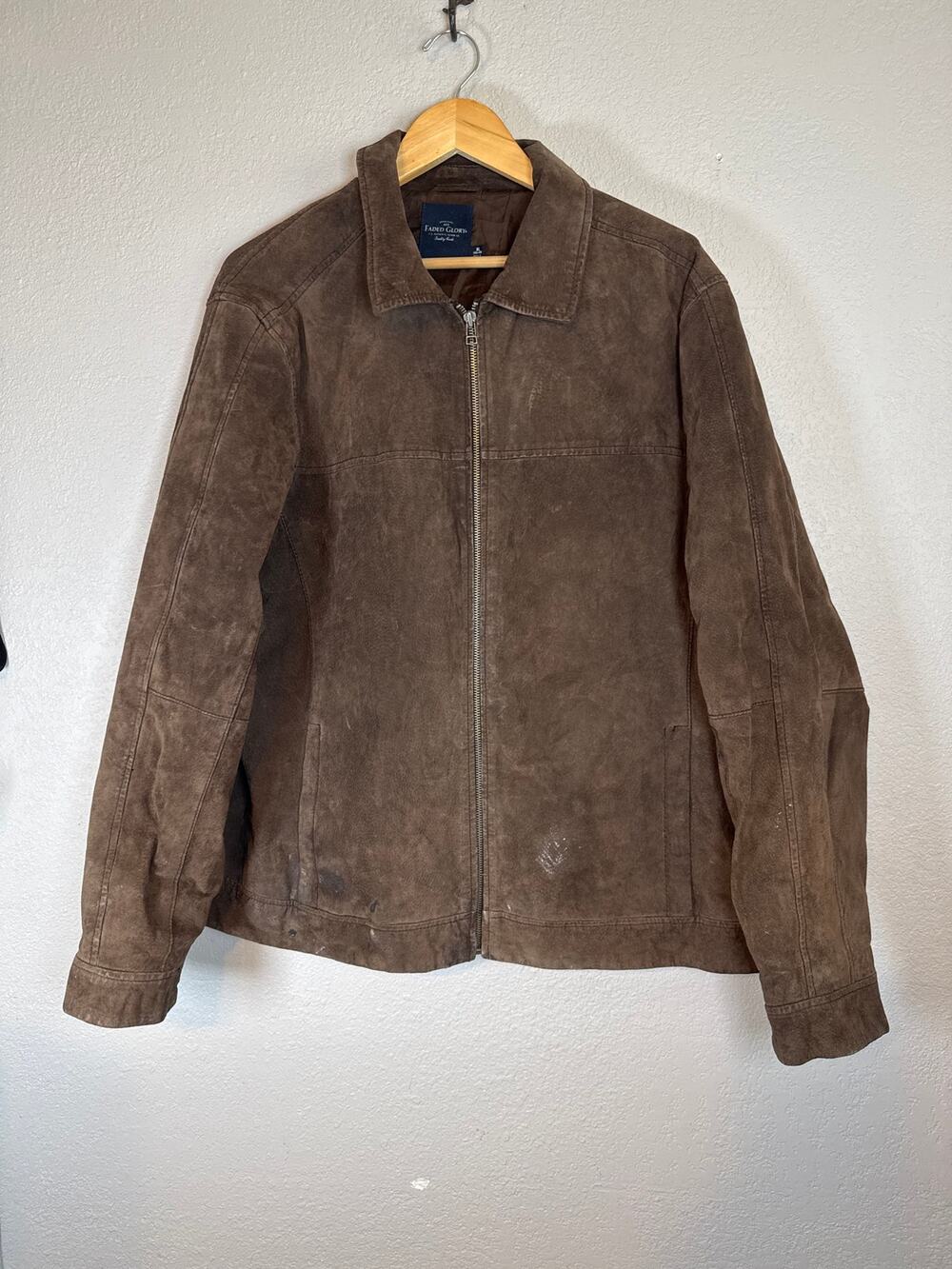 Vintage 90s 100% Leather Bomber Jacket Brown Mens XL Full Zip Utility Work Coat